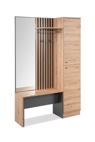 Kompaktgarderobe >Medan< in Dekor Artisan Oak / anthrazit - 122x190x37cm (BxHxT)
