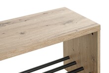 Schuhbank >37449< in eiche, schwarz, MDF, Metall - 80x40x30cm (BxHxT)