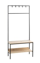 Garderobe >37461< in eiche, schwarz, MDF, Metall - 80x180x35cm (BxHxT)