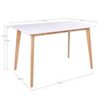 Esstisch >Vojens< in Weiss, MDF - 70x75x120cm (BxHxT)