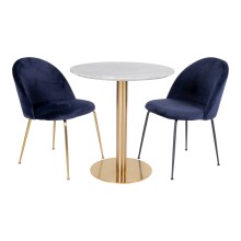 Esstisch >Bolzano< in Weiss, Marmor - 70x75x70cm (BxHxT)