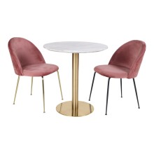 Esstisch >Bolzano< in Weiss, Marmor - 110x75x110cm (BxHxT)
