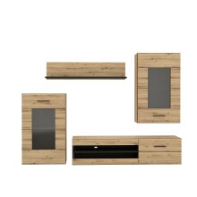 Wohnwand >Seikola < in braun,schwarz - 238,2x168,4x41,1cm (BxHxT)
