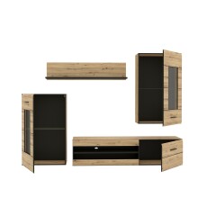 Wohnwand >Seikola < in braun,schwarz - 238,2x168,4x41,1cm (BxHxT)