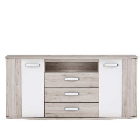 Hochkommode >Rondino < in beige,braun,weiß - 169,6x81,5x47,5cm (BxHxT)