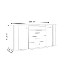 Hochkommode >Rondino < in beige,braun,weiß - 169,6x81,5x47,5cm (BxHxT)