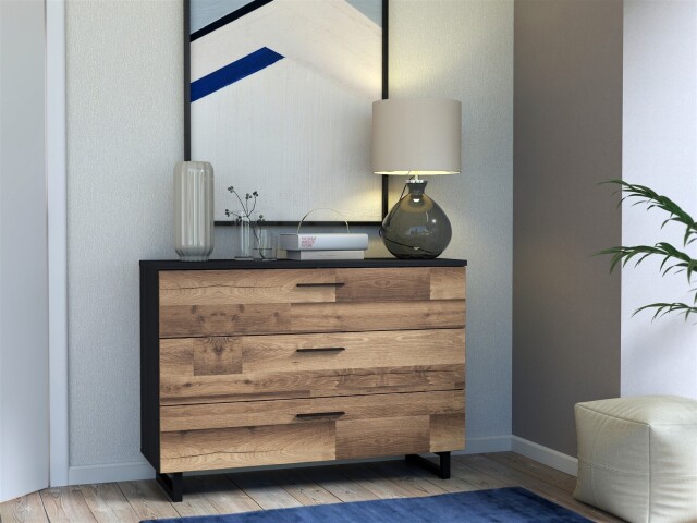 Kommode >Jakobina < in schwarz,braun - 120,1x85,8x41,3cm (BxHxT)