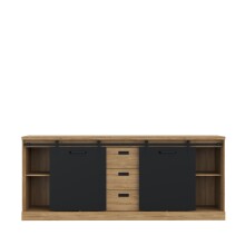 Kommode >Kaszimiro< in braun,schwarz - 213,4x88,2x52cm (BxHxT)