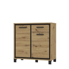 Kommode >Trondheim< in schwarz,braun - 91,4x91,2x41,5cm (BxHxT)
