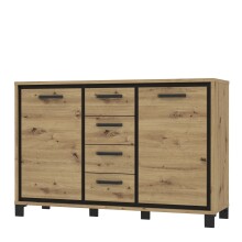 Kommode >Trondheim< in schwarz,braun - 138,4x91,2x41,5cm (BxHxT)