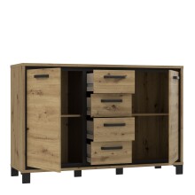 Kommode >Trondheim< in schwarz,braun - 138,4x91,2x41,5cm (BxHxT)
