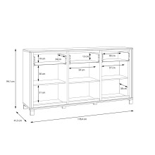 Kommode >Trondheim< in schwarz,braun - 178,4x94,1x41,5cm (BxHxT)