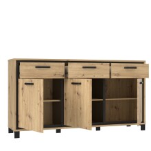 Kommode >Trondheim< in schwarz,braun - 178,4x94,1x41,5cm (BxHxT)