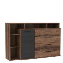 Kommode >Jacky < in braun,schwarz - 153,1x98,5x41,3cm (BxHxT)