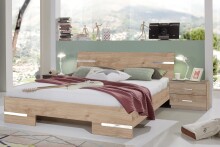 Bett-Set >Anna< in ARTISAN EICHE NACHBILDUNG - 254x81x210cm (BxHxT)