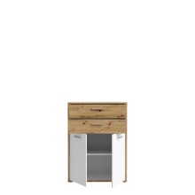 Stauraumschrank >Keflavik < in braun,weiß - 84,5x115,1x41,5cm (BxHxT)