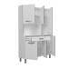 Küchenbuffet >Essential 22< in Weiss / Alu - 120x185x40cm (BxHxT)