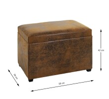 Sitztruhe >52824< in vintage-braun, MDF, Textilgewebe - 58x42x39cm (BxHxT)