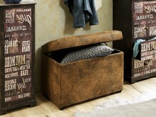 Sitztruhe >52824< in vintage-braun, MDF, Textilgewebe - 58x42x39cm (BxHxT)