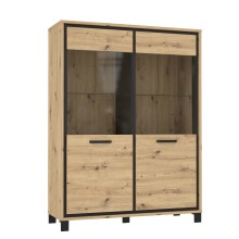 Highboard >Trondheim< in schwarz,braun - 121,4x161x41,5cm (BxHxT)