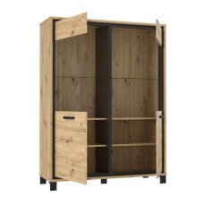 Highboard >Trondheim< in schwarz,braun - 121,4x161x41,5cm (BxHxT)