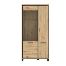 Highboard >Trondheim< in schwarz,braun - 101,4x209x41,5cm (BxHxT)