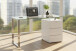 Schreibtisch >Cinty< in Weiß/Hochglanz aus Metall - 130x75x60cm (BxHxT)