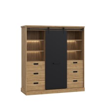 Highboard >Kaszimiro< in braun,schwarz - 148,4x160,2x52cm (BxHxT)