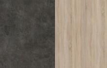 Küchenbuffet >Fumay 11< in Eiche /Beton - 100x186x45cm (BxHxT)