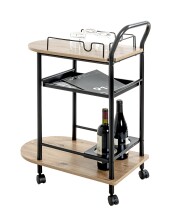Küchenwagen >52480< in eiche, schwarz, MDF, Metall - 65x83x35cm (BxHxT)