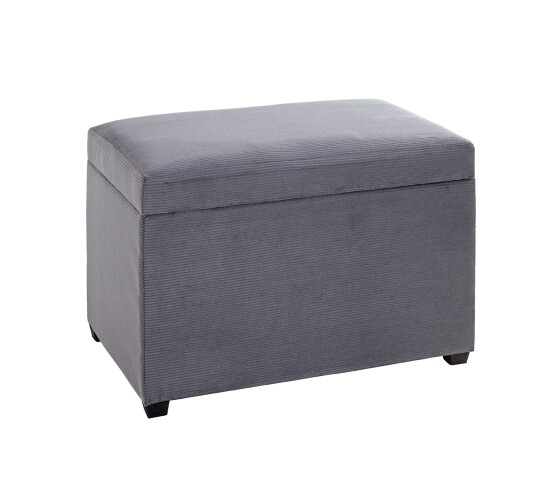 Sitztruhe >54145< in grau, MDF, Textilgewebe Cord - 58x42x39cm (BxHxT)