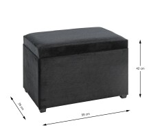 Sitztruhe >54545< in schwarz, MDF, Textilgewebe Cord - 58x42x39cm (BxHxT)