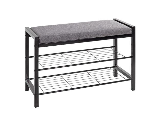 Schuhbank >54544< in grau, schwarz, Metall, Textilgewebe - 75x50x32cm (BxHxT)