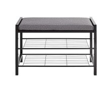 Schuhbank >54544< in grau, schwarz, Metall, Textilgewebe - 75x50x32cm (BxHxT)