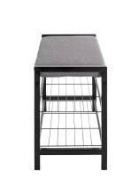 Schuhbank >54544< in grau, schwarz, Metall, Textilgewebe - 75x50x32cm (BxHxT)