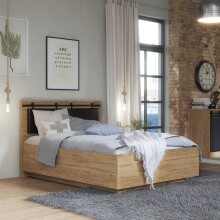 Bett >Kaszimiro< in Waterford Eiche/ Schwarz -...