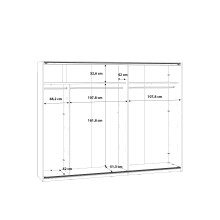 Kleiderschrank >Jacky< in Script-Schlammeiche/Spiegel B/H/T ca.269,9x209,7x61,2cm