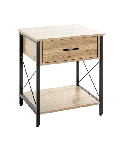 Konsole >52470< in eiche, schwarz, MDF, Metall - 45x60x40cm (BxHxT)