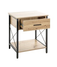 Konsole >52470< in eiche, schwarz, MDF, Metall - 45x60x40cm (BxHxT)
