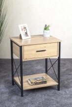 Konsole >52470< in eiche, schwarz, MDF, Metall - 45x60x40cm (BxHxT)