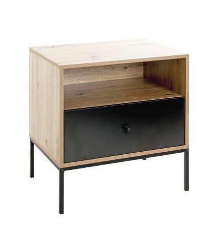 Konsole >54413< in eiche, schwarz, MDF, Metall - 55x60x42cm (BxHxT)