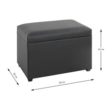 Sitztruhe >52524< in schwarz - 58x42x39cm (BxHxT)