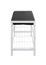 Schuhbank >54343< in schwarz, weiß, Metall, Samtgewebe - 75x50x32cm (BxHxT)