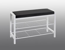 Schuhbank >54343< in schwarz, weiß, Metall, Samtgewebe - 75x50x32cm (BxHxT)