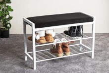 Schuhbank >54343< in schwarz, weiß, Metall, Samtgewebe - 75x50x32cm (BxHxT)