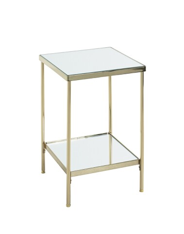 Beistelltisch >52187< in vermessingt, Metall, Spiegel 5 mm - 28x46x28cm (BxHxT)