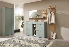 Schuhschrank >Bari< in Schilfgrün matt, MDF, Spannplatte - 78x202x38cm (BxHxT)