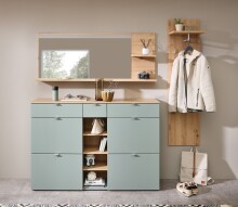 Schuhschrank >Bari< in Schilfgrün matt, MDF, Spannplatte - 148x103x38cm (BxHxT)