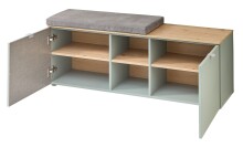 Schuhbank >Bari< in Schilfgrün matt, MDF, Spannplatte - 128x50x38cm (BxHxT)