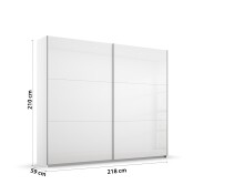 Schwebetürenschrank >Aurelia< in weiß Hochglanz - 218x210x59 (BxHxT)